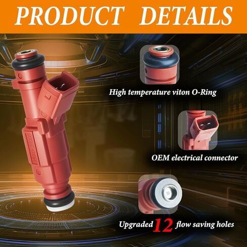 Upgraded 12 Holes Fuel Injectors Fit For Kia: Forte/Soul, For Hyundai: Elantra/GT/Coupe/Veloster/Kona, L4 1.8L/2.0L 2011-2022, OEM # 35310-2E000, 1581531, FJ1182 (4 Pcs) in Saudi Arabia