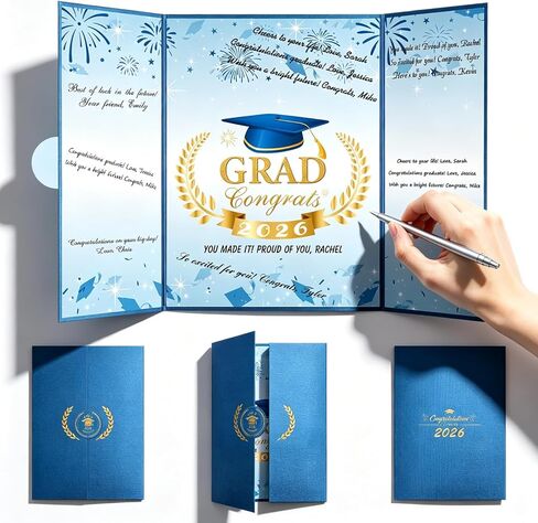 Graduation Guest Book 2026, Blue and Gold Graduation Party Decorations, Graduation Signature Book Card for Graduation Announcements 2026, Grad Party Decorations Supplies Gifts in Saudi Arabia