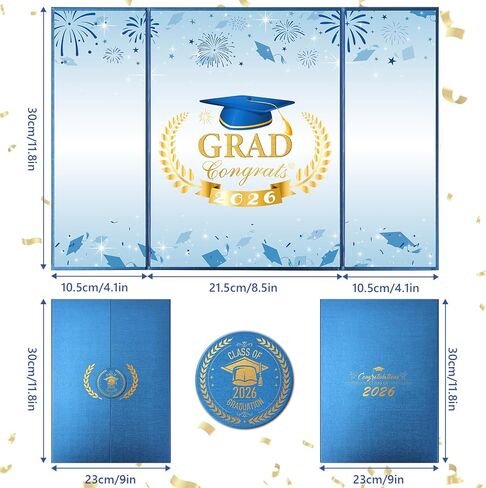 Graduation Guest Book 2026, Blue and Gold Graduation Party Decorations, Graduation Signature Book Card for Graduation Announcements 2026, Grad Party Decorations Supplies Gifts in Saudi Arabia