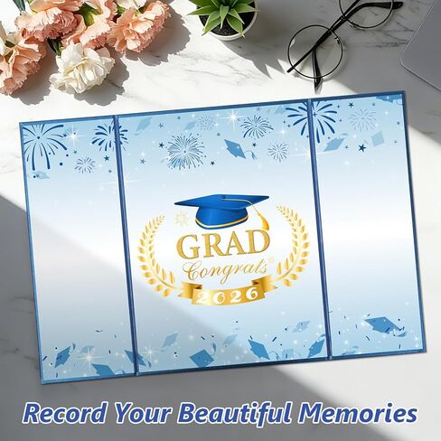 Graduation Guest Book 2026, Blue and Gold Graduation Party Decorations, Graduation Signature Book Card for Graduation Announcements 2026, Grad Party Decorations Supplies Gifts in Saudi Arabia