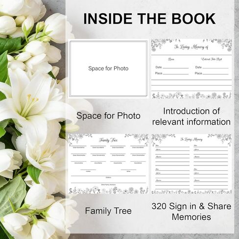 65 Pcs Funeral Guest Book for Memorial Service Celebration of Life Guest Book Hardcover in Loving Memory with 60 Share a Memory Cards,Card Box,Table Sign and Pen for Funeral Favors in Saudi Arabia