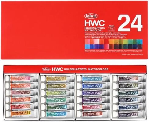 Holbein Artists' Watercolors - Set of 24, Granulating, Assorted 5 ml in Kuwait