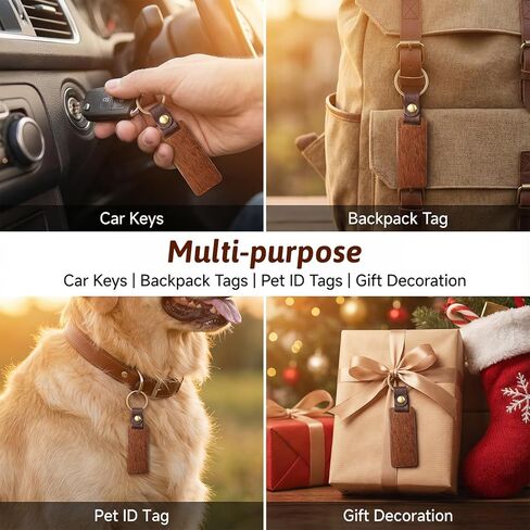 50 Pcs Wood Keychain Blank, Unfinished Laser Engraving Blanks with Key Rings, Rectangular Keychain Ring Tag with Leather Straps Wood Sign Bulk for DIY, Crafts Gift, Pet Tags in Saudi Arabia