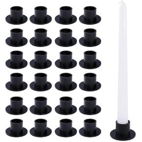 24 PCS Taper Candle Holders Bulk，Black Metal Candlestick Holders for Dining Table Centerpiece, Wedding, Party Decor