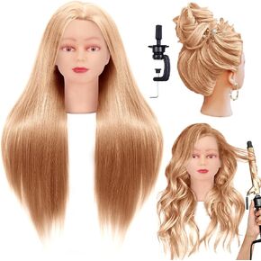 CZFY Cosmetology Mannequin Head with Synthetic Hair and Adjustable Stand 26-28" Blonde for Braiding Hair Styling Training Hairart Hairdressing Salon Display (Blonde3)