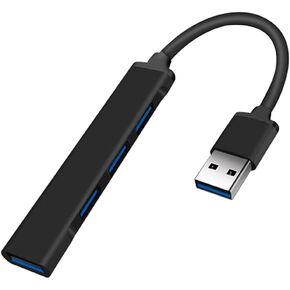 JacobsParts UH3-P USB 3.0 4 Port Hub Splitter Slim & Sleek Aluminum for PC Mac Laptop Desktop (Black)