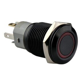 Ulincos® Momentary Push Button Switch U16F1 1NO1NC Black Metal Shell with Blue LED Ring Suitable for 16mm 5/8" Mounting Hole (Blue)