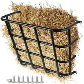 Hay Feeder Goat, 24.4 x 20.8 x 12.6 Multiple Sided Goat Hay Rack, Heavy Duty Galvanized Metal Wall Hay Rack for Sheep Horses, etc(Black)