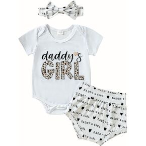 Toddle Baby Girl Clothes Summer Outfits Romper, Daddy's Girl Romper Bbay Girl Father's Day Clothes Shorts Set