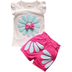 Summer Girls Clothing Sets 2pcs Tracksuit Children Suit Cartoon Outfits Short Sleeve Baby Girls Clothes Sets