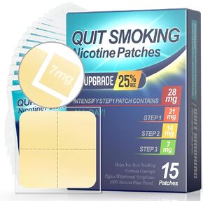 Nicotine Patches Step 1+, 21mg Upgraded to 28mg, It Can de Divided Into Four Pieces, 7mg. Quit Smoking Aid, Patch Provides a 24-Hour Nicotine Transdermal System (15 Phtches)
