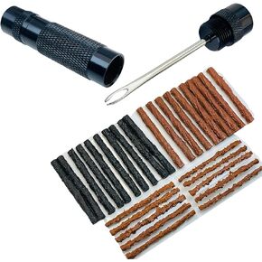 Tubeless Bike Tire Repair Kits，for Road Bicycle and Mountain Bike MTB Tires Fix a Puncture or Flat, Includes Storage Canister Plugger Tool with Plugs, 5 Bacon Strips