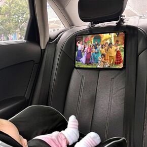 Car Headrest Tablet Holder, Long Trip Car Tablet Mount Backseat Rear and Forward Facing Tablet Stand for Kids, Road Trip Essentials Must Have Compatible with 4.7-12.9" Tablets (Black)