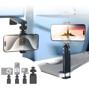 Metal Airplane Phone Holder with 1/4" Screw, 2024 Upgraded Travel Must Have Phone Clip Stand for 360 Degree Rotation with No Noise Compatible with iPhone 15 Pro Max and 4-7" Phones