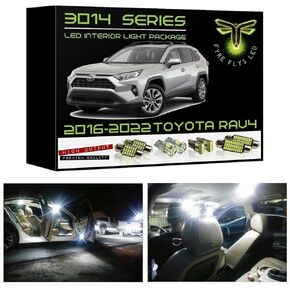 8 Piece White LED Interior Lights for 2016-2022 Toyota RAV4 Super Bright 6000K 3014 Series SMD Package Kit and Install Tool