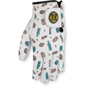 Fairway Finds Golf Club Stay Hoppy Beer Pattern Premium Cabretta Leather Golf Glove - Left Hand Glove for Right Handed Golfers