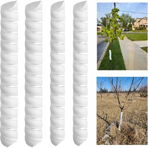 حامي جذع الشجرة 4 قطع مقاس 2 حراس شجرة حلزونية بلاستيكية بيضاء قابلة لإعادة الاستخدام لتعزيز حماية لحاء الشجرة in Kuwait