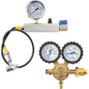 Nitrogen Shock Fill Kit with Schrader Valve 556 & 700Psi Nitrogen Gauge Nitrogen Regulator Shock Fill Tool Compatible with Off-road Bike, ATV, ATC, UTV, Dirt Bike