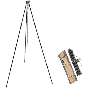 CAMPINGMOON Camping Campfire Tripod with Carrying Bag Portable Lightweight Aluminum 41.3-inch Height Stainless Steel Chain