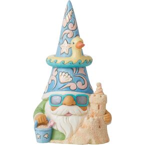 Enesco Jim Shore Heartwood Creek Four Seasons The Beach is Calling Coastal Gnome with Sandcastle Figurine, 6.34 Inches, Stone Resin