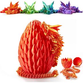 3D Printed Dragon Egg, 15Inch Crystal Dragon in Dragon Egg,Surprise Egg,Articulated Dragon, Fidget Toys for Executive Home Office Decor,Toys for Kids Gifts