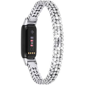 Compatible for Fitbit Luxe Band Bling Women Men Diamond Crystal Stainless Metal Replacement Strap for Luxe Fitness and Wellness Tracker