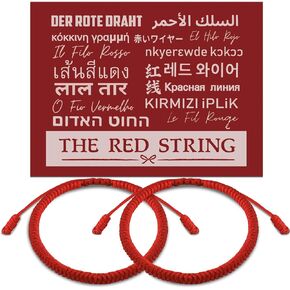 2 Pcs Red String Bracelet with Cards Kabbalah Red Rope Bracelet for Good Luck and Protection Adjustable Braided Tie Bracelet for Men Women Unisex Cord Thread Bracelet Mother's Day Gift