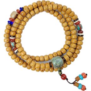 Genuine Aged Bodhi Seed Bracelet 108 Mala Beads Necklace- Meditation Prayer Beads for Women