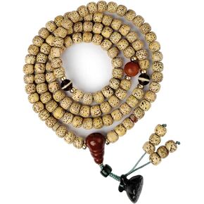 Genuine Aged Bodhi Seed Bracelet 108 Mala Beads Necklace- Meditation Prayer Beads for Women