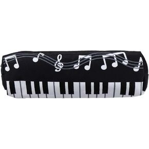 Black Oxford Cloth Pencil Case,Square Single Layer Music Notes Piano Keyboard Pencil Case Large Capacity Pen Bags Pencil Holders and Pen Holders Stationery Office Supplies