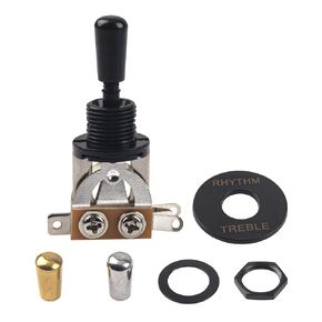 1Set Yootones Guitar Toggle Switch 3-way Pickup Selector with Metal Tip and RHYTHM TREBLE Plate Compatible with Gibon Epiphone Les Paul Electric Guitar Parts Pickup Selector kit (Black)