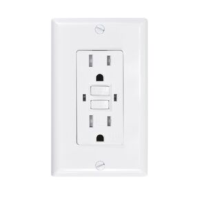 GFC2301 Duplex Self-Test Tamper and Weather Resistant GFCI Outlets with Wall Plate, TR/WR GFCI Outlets, 15 Amp 120V AC, White, UL Listed, 1 Pack