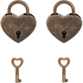 2 PCS Mini Golden Heart Shaped Lock Small Cute Padlocks with Key for Jewelry Box, Diary,Handbag,Makeup Bag(with Key)