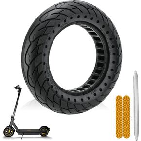 Solid Rubber Tire 10x2.5 Inch for Ninebot Segway MAX G30 G30P G30LP Electric Scooter, Honeycomb Explosion-Proof Double Shock Absorption Front/Rear Tire Replacement Accessories 1PCS（Black）