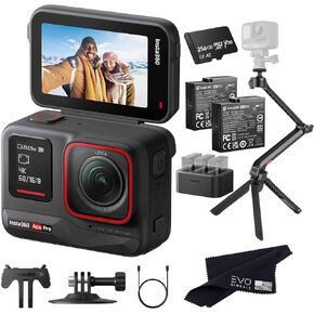 Insta360 Ace Pro - Waterproof Action Camera Co-Engineered with Leica, Flagship 1/1.3" Sensor, 8K24, 4K120fps, 2.4" Flip Screen|Bundle Includes Multi Mount, Charger/2 Extra Batteries, 256GB Card