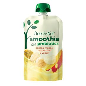 Beech-Nut Toddler Smoothies with Prebiotics, Banana Mango Passion Fruit & Yogurt Baby & Toddler Food Pouches, 3.5 oz (12 Pack)