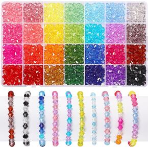 UPINS 1200Pcs Bicone Crystal Beads 8mm Faceted Crystal Beads for Jewelry Making Small Acrylic Beads for Bracelet Necklace Earring Decoration Accessories 28 Colors