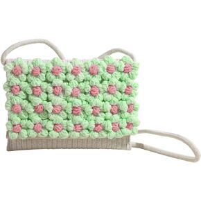 Ayliss Women's Handwoven Crossbody Handbag Small Summer Beach Shoulder Handbag Woven Cotton Crochet Cute Flower Purse Bag