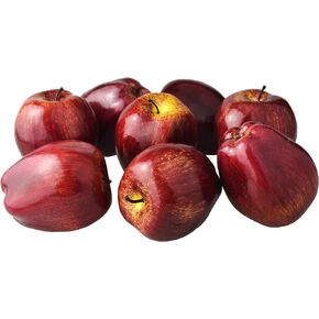 Fake Dark Red Apple Simulation Artificial Lifelike Plastic Red Delicious Apples Set Fake Fruit for Home House Kitchen Wedding Party Decoration Photography (8Pcs)