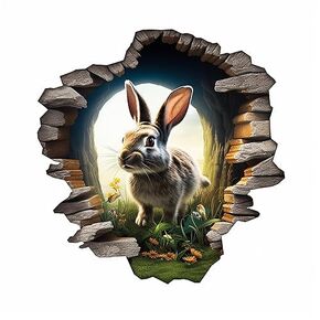 Rabbit Hole In Wall Sticker For Playroom Decor, Boys Room, Living Room, Nursery, Girls Room, Sticker (18 inch)