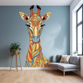 Giraffe Animal Kingdom Wall Sticker Unique Pattern For Playroom Decor, Boys Room, Nursery Decal, Girls Room, Living Room, Sticker For Animal Lover (18 inch)