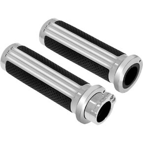 HDBUBALUS 1" Defiance Handlebar Grips 25mm Hand Grips Fit for Harley Touring Street Glide Road King Road Glide Electra Glide Dyna Softail Chrome