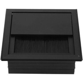 Cable Hole Cover, 80 * 80mm Aluminum Alloy Desk Grommet, Rectangle Desk Wire Cord Cable Grommets Hole Cover with Brush for Office PC Wire Organizer(Black),Fastener