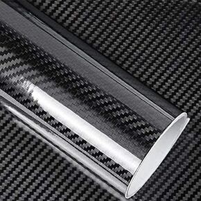 5D High Gloss Black Carbon Fiber Vinyl Bubble Free Air Release Car Wrap Film Automotive DIY Decals (120" x 60" / 10 FT x 5 FT)