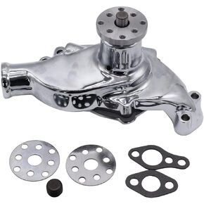 1 SET SHLPDFM Chrome High Volume Aluminum Short Water Pump Fits for Small Block Chevy SBC 283 327 350 383 400 V8 1955-1985