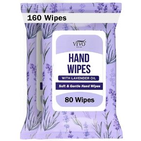 Vivo Per Lei Lavender Hand Wipes for Car - Hand Sanitizing Wipes - Hand Cleaning Wipes for Adults - Travel Hand Wipes for Soft Hands - Pack of 160