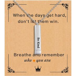 Tube Motivational Necklace for Women, Stainless Steel Square Pendant with Hidden Message Inspirational Girls Christmas Best Friend Sisters Gifts Jewelry