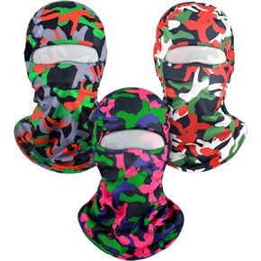 Blulu 3 Pieces Ski Mask Balaclava Full Face Mask Summer UV Sun Protection Face Cover Windproof Breathable Shiesty Mask(Mixed Camouflage, General Size)