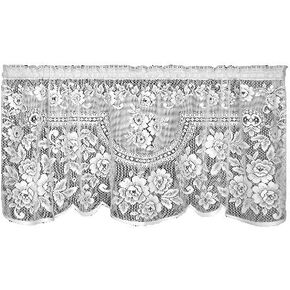 Heritage Lace, White Victorian Rose 60x30 Tier, 60 inch Wide by 30 inch Drop