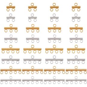 PH PandaHall 32pcs Slide Clasp Lock 4 Style Necklace Layering Clasps 2 Colors Layered Spacer Clasp 304 Stainless Steel Tube Lock Connectors for Layered Bracelet Necklace Jewelry, 3/4/5/6 Loops